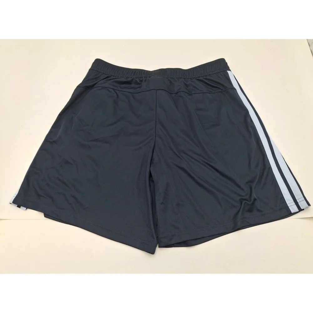 adidas Mens Active Shorts 7 Inseam Aurink Blue Large Zipper Pockets New